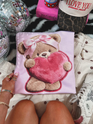 Faux embroidery Valentine’s Day Teddy graphic