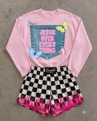 Denim pocket Jesus over everything