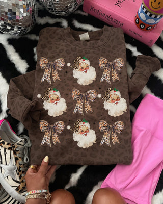 HOLIDAY CHIC SANTA LEOPARD BOWS GRAPHIC