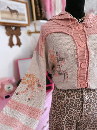 The Rodeo Classic Oversized Knit Cardigan In Pink