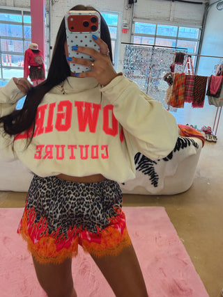 CCB® Leopard + Flame Satin Shorts — Orange Lace [PREORDER]