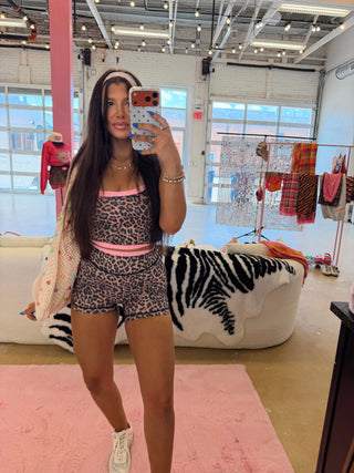 CCB® Layered Leopard + Pink Polka Matching Athletic Top [PREORDER]