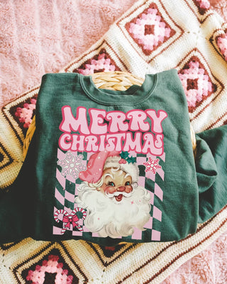 Pink checkered merry Christmas