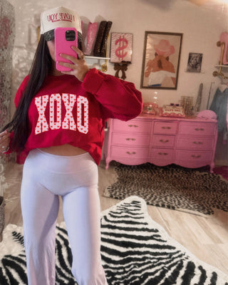 Pink and red hearts xoxo graphic