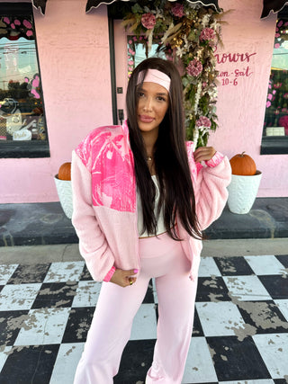 The Cowgirl Couture Exclusive Pink Camo Sherpa ready to ship