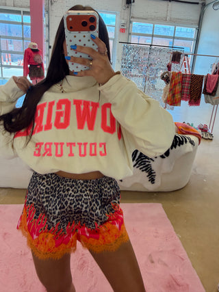 CCB® Leopard + Flame Satin Shorts — Orange Lace [PREORDER]