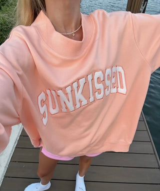 Papaya orange varsity sun-kissed embroidered mockneck preorder