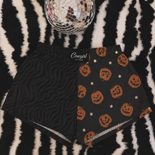 CCB ORIGINAL SPLIT BLACK ZEBRA / JACK PUMPKINS BOXER SHORTS PREORDER