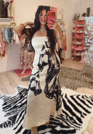 The Cowgirl Couture® Champagne Horse Illustration Slip Dress