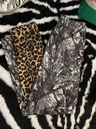 The CCB original double trouble pants in leopard + real tree camo PREORDER