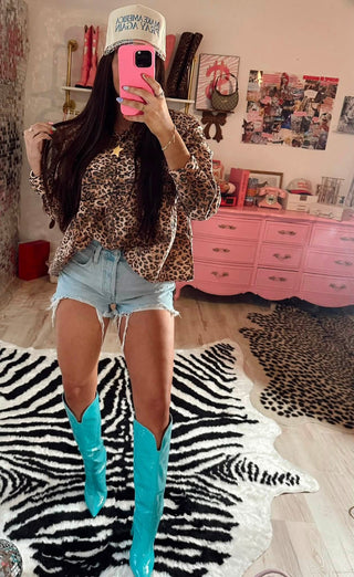 FAUX LEATHER TURQUOISE BOOTS