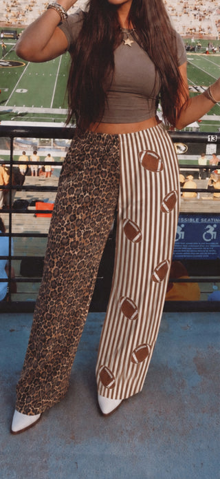 CCB® Leopard + Football Stripe Split Pants [PREORDER]