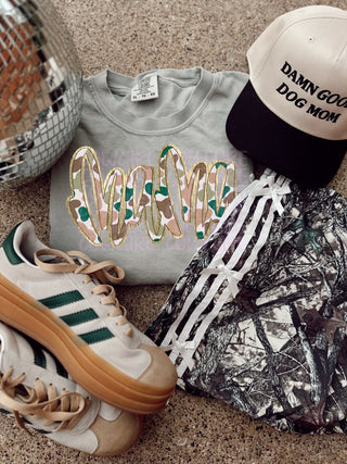 Camo script gold outline mama