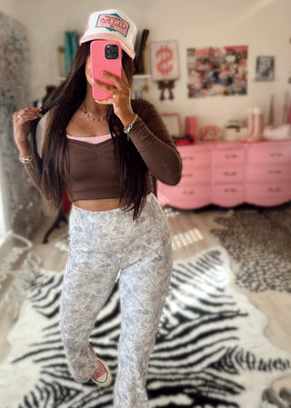 The CCB exclusive Seamless Buttery soft yoga pants in light camo READY TO SHIP