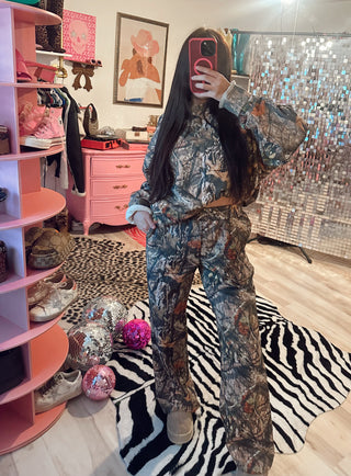 IN STOCK Ccb exclusive real tree camo fleece lined wide leg sweatpants