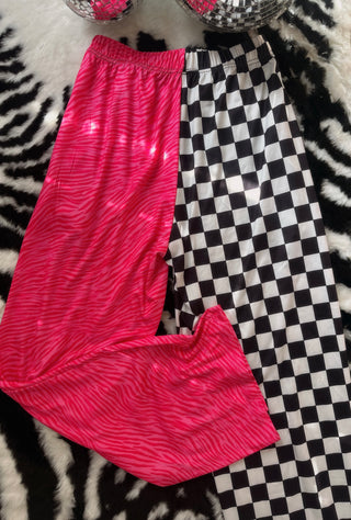 The double trouble Pink zebra and black and white checkered pants rts
