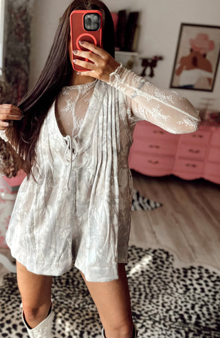 Cozy cotton light wash camo oversized romper