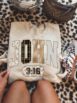 Faux embroidery John 3:16