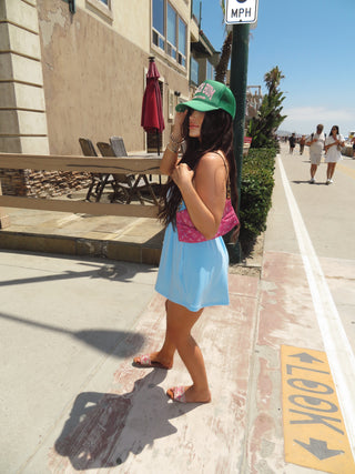 Sky blue strapless soft cotton romper