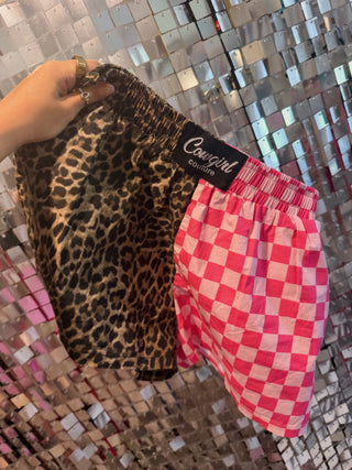 DROPS 6/5 *** CCB™ original split pink Checkered / Leopard boxer shorts PREORDER
