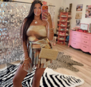 Ibiza strapless multicolor mini dress
