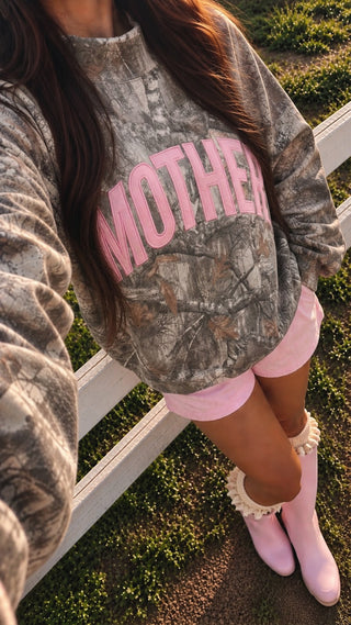 EXCLUSIVE + LIMITED CCB® Pink Appliqué MOTHER Camo Mockneck [PREORDER]