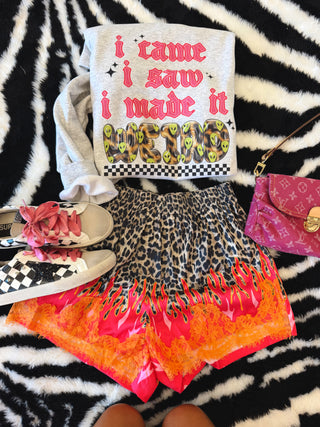 CCB® Leopard + Flame Satin Shorts — Orange Lace [PREORDER]
