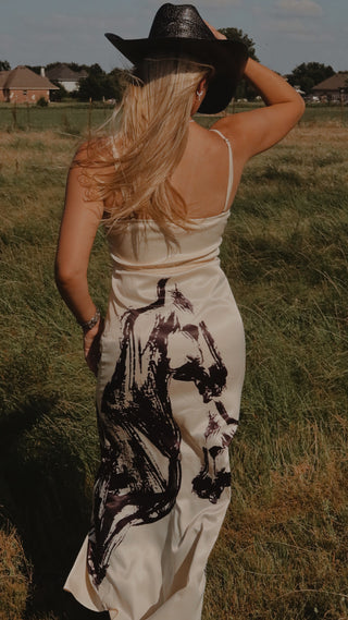 The Cowgirl Couture® Champagne Horse Illustration Slip Dress