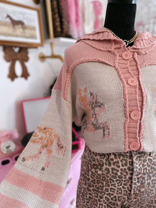 The Rodeo Classic Oversized Knit Cardigan In Pink