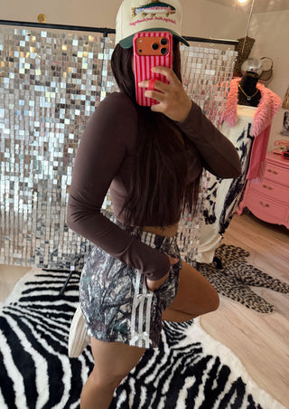 CCB original Side Stripe bow detailed camo athletic shorts PREORDER