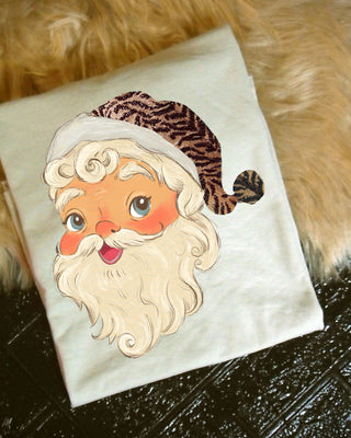 Faux sequin leopard Santa hat