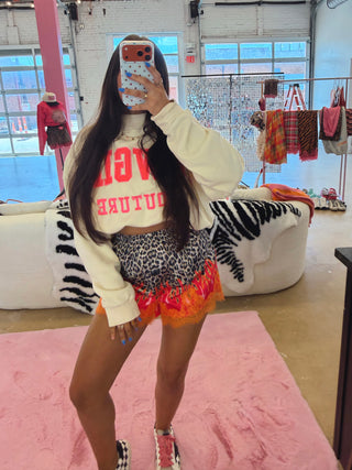 CCB® Leopard + Flame Satin Shorts — Orange Lace [PREORDER]