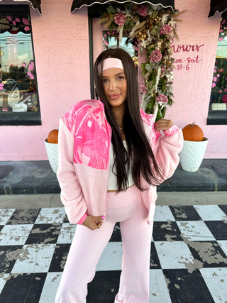 The Cowgirl Couture Exclusive Pink Camo Sherpa ready to ship