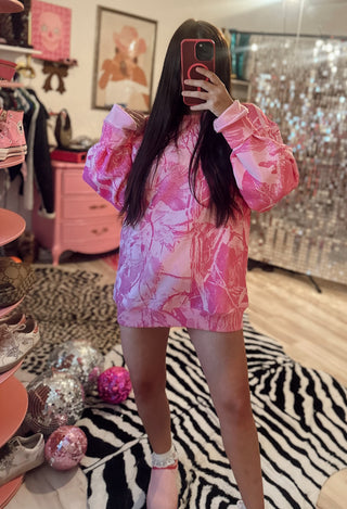 CCB Pink camo oversized cotton crew READY TO SHIP