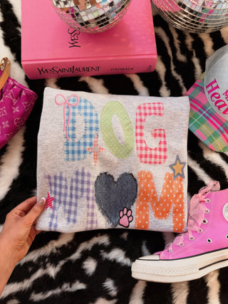 DOG MOM FAUX APPLIQUÉ LETTERS