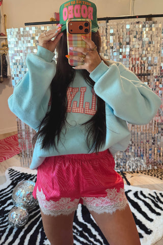 CCB original Lace Trim Pink Zebra Satin Shorts