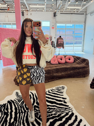 CCB™ original split B&w zebra | leopard smileys boxer shorts READY TO SHIP