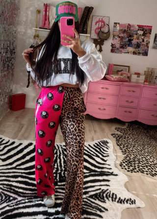 The double trouble Pink zebra camo 8 balls | leopard pants rts