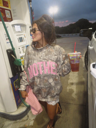 EXCLUSIVE + LIMITED CCB® Pink Appliqué MOTHER Camo Mockneck [PREORDER]