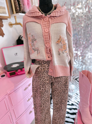 Cello Leopard stretchy high rise dad Jean