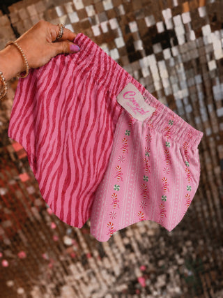 DROPPING 7/10 CLOSING 7/17 CCB™ original Split candy cane | pink and red zebra boxer shorts PREORDER