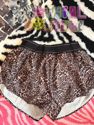 Preorder leopard Print Elastic Waist Athletic Shorts