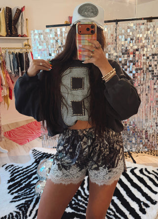 CCB original Lace Trim Camo Satin Shorts