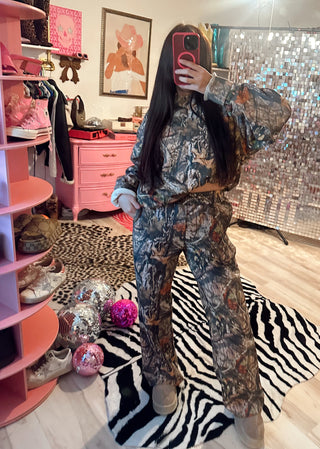 IN STOCK Ccb exclusive real tree camo fleece lined wide leg sweatpants