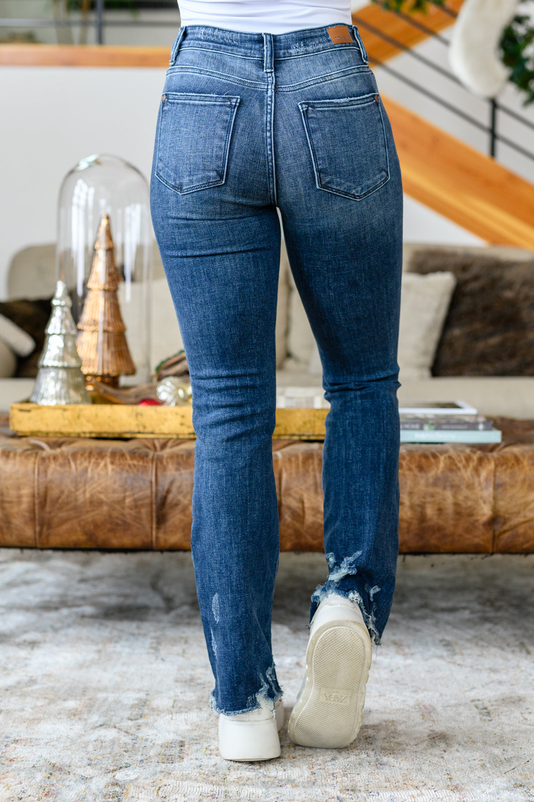 Christine High Contrast Judy Blue Slim Bootcut Destroyed Jeans