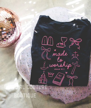Made to worship pink doodle collage graphic