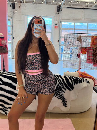 CCB® Layered Leopard + Pink Polka Matching Athletic Top [PREORDER]