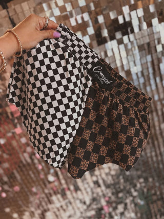 (DROPS 7/31) CLOSING 8/7 CCB™ Original Split B&W Checker | Leopard Checker Boxer Shorts PREORDER