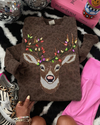Faux rhinestone Christmas lights deer