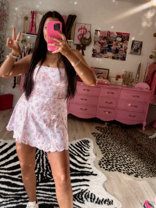 Floral scallop embroidery A line athleisure dress